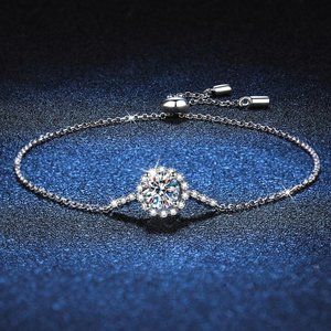 Certified 1ct. t.w. Moissanite Diamond Halo Bracelet NEW